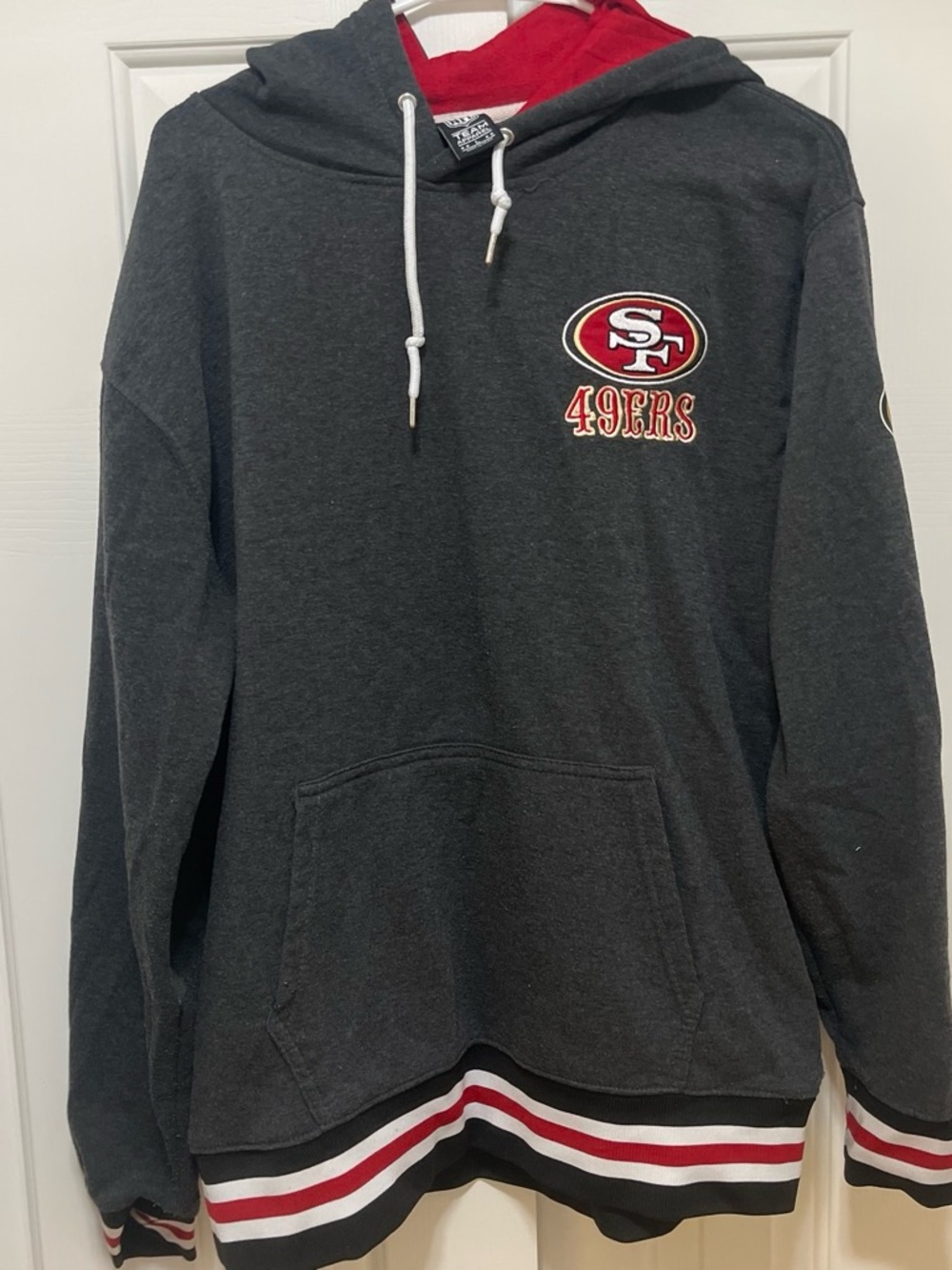 NFL San Francisco 49ers Charcoal Hoodie with Red Lining